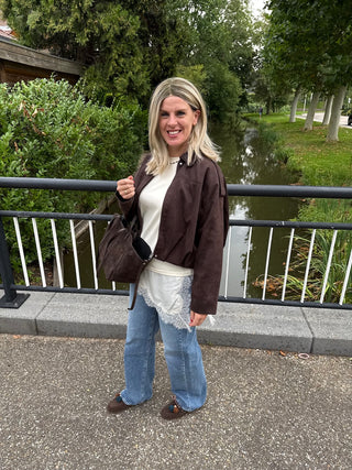 JDY - Nia faux suede jacket - chocolate torte