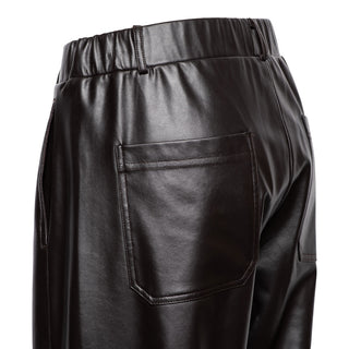 &Co Woman - Houda PU pants - dark chocolate