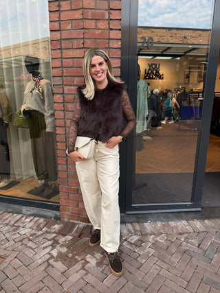 JDY - Ora faux fur gilet - chocolate torte