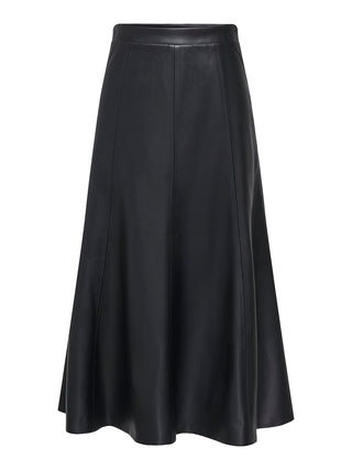 JDY - Bea faux leather midi skirt - black