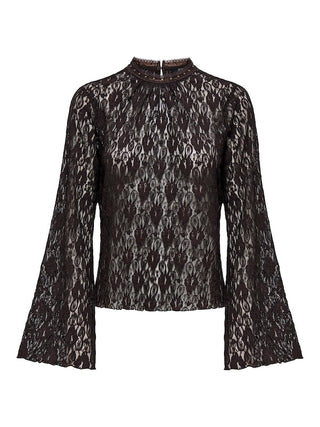 JDY - Gallas detail lace top - chocolate torte