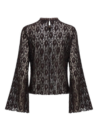 JDY - Gallas detail lace top - chocolate torte