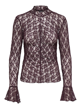 JDY - Lala high neck lace top - huckleberry