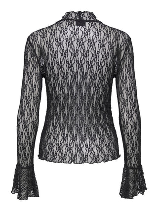 JDY - Lala high neck lace top - black