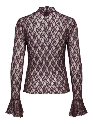 JDY - Lala high neck lace top - huckleberry