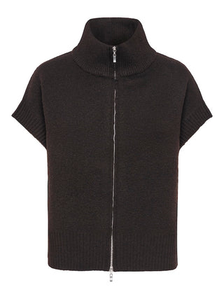 JDY - Lea 2way zip vest - chocolate torte melange