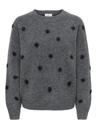 JDY - Melea pompom knit - dark grey melange