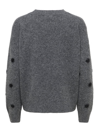 JDY - Melea pompom knit - dark grey melange