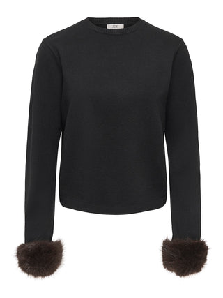 JDY - Talia faux fur pullover - black