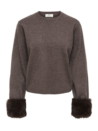 JDY - Talia faux fur pullover -  mulch