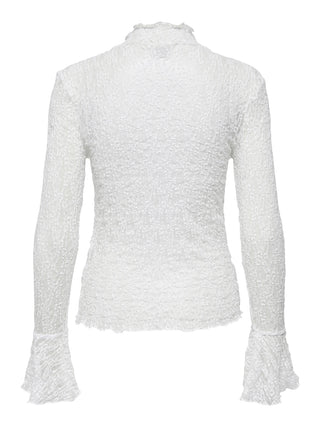 JDY - Lala high neck lace top - cloud dancer