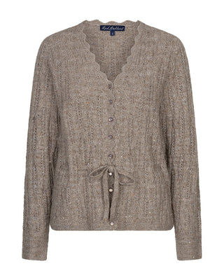 Red Button - Cardigan ajour sparkle - truffle