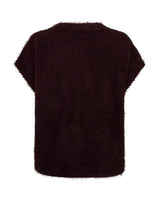 Red Button - Sleeveless fuzzy - burgundy