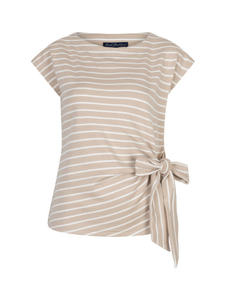 Red button - Terry stripe knot - pebble