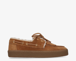Tango - Fia camel suede boat shoe fur - gum sole