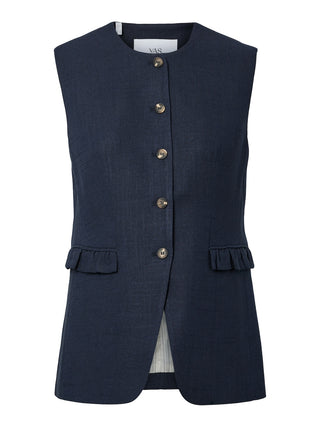 YAS - Agana linnen blend waiscoat navy
