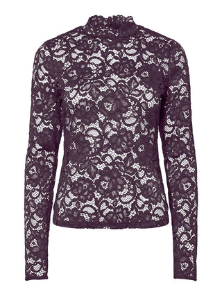 YAS - Lacey lace top - plum perfect