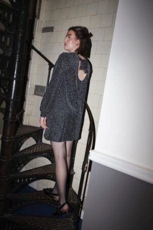 ONLY - Carol glitter dress - bow black harlekin