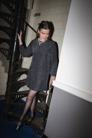 ONLY - Carol glitter dress - bow black harlekin glitter