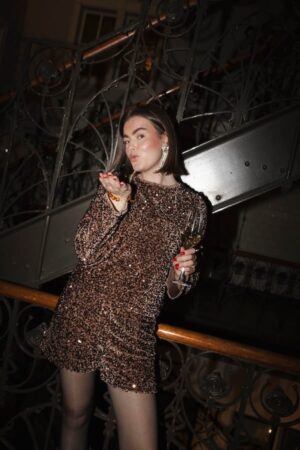 ONLY - Confidence short - sequins brown