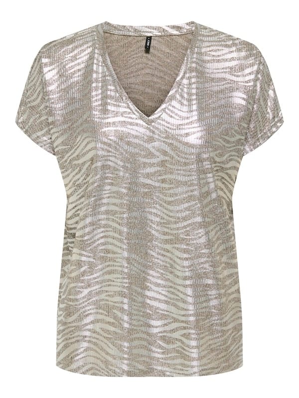 Only - v-neck - Mirinda - humus zebra
