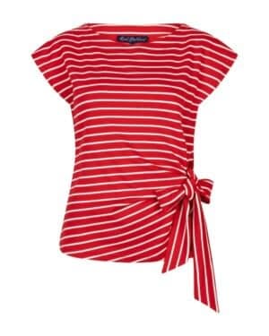 Red Button - Terry stripe knot shirt red