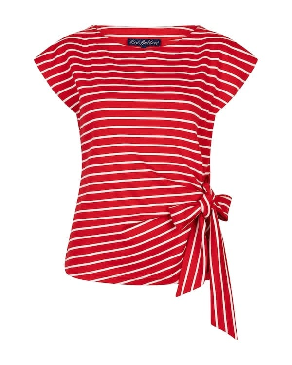 Red Button - Terry stripe knot shirt red