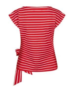 Red Button - Terry stripe knot shirt red