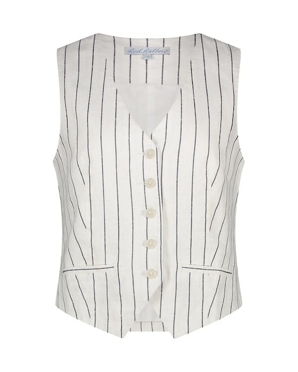 Red Button - waistcoat - linnen stripe navy