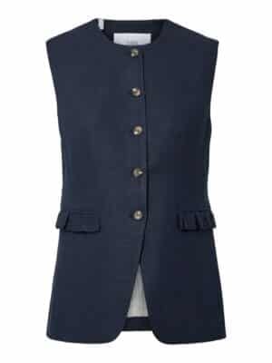 YAS - Agana linnen blend waiscoat - navy